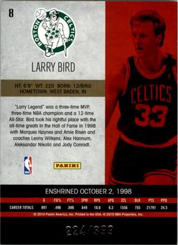 2010 Panini Hall of Fame - High Praise #8 Larry Bird Back