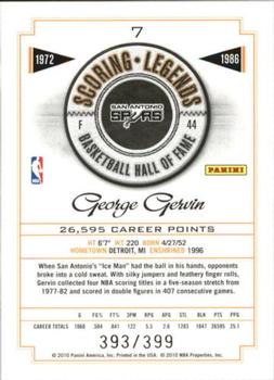 2010 Panini Hall of Fame - Scoring Legends #7 George Gervin Back