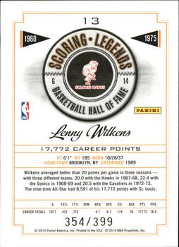 2010 Panini Hall of Fame - Scoring Legends #13 Lenny Wilkens Back
