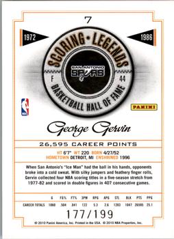 2010 Panini Hall of Fame - Scoring Legends Black Border #7 George Gervin Back