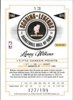 2010 Panini Hall of Fame - Scoring Legends Black Border #13 Lenny Wilkens Back