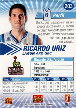 2010-11 Panini ACB #203 Ricardo Uriz Back