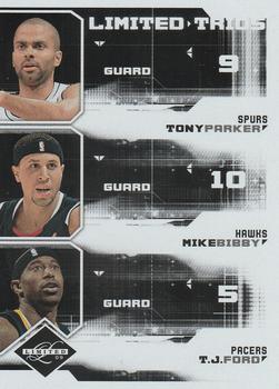 2009-10 Panini Limited - Trios #11 Tony Parker / Mike Bibby / T.J. Ford Front