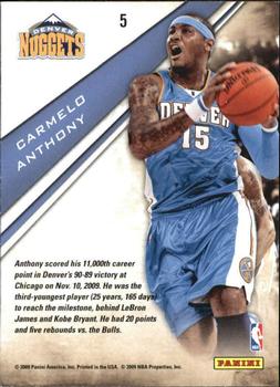 2009-10 Panini Playoff Contenders - Award Contenders #5 Carmelo Anthony Back