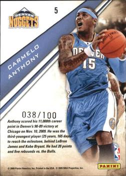 2009-10 Panini Playoff Contenders - Award Contenders Gold #5 Carmelo Anthony Back