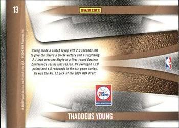 2009-10 Panini Playoff Contenders - Draft Class #13 Thaddeus Young Back