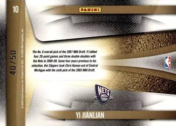 2009-10 Panini Playoff Contenders - Draft Class Black #10 Yi Jianlian Back