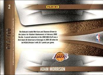 2009-10 Panini Playoff Contenders - Draft Class Gold #2 Adam Morrison Back