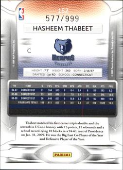 2009-10 Panini Prestige - Draft Picks Light Blue #152 Hasheem Thabeet Back
