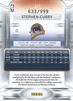 2009-10 Panini Prestige - Draft Picks Light Blue #157 Stephen Curry Back