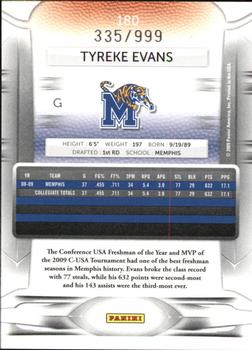 2009-10 Panini Prestige - Draft Picks Light Blue #180 Tyreke Evans Back