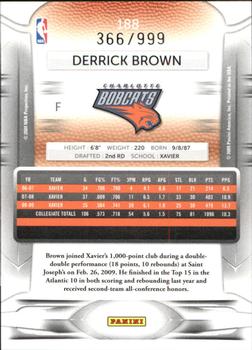 2009-10 Panini Prestige - Draft Picks Light Blue #188 Derrick Brown Back
