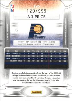 2009-10 Panini Prestige - Draft Picks Light Blue #196 A.J. Price Back