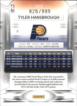 2009-10 Panini Prestige - Draft Picks Light Blue #213 Tyler Hansbrough Back