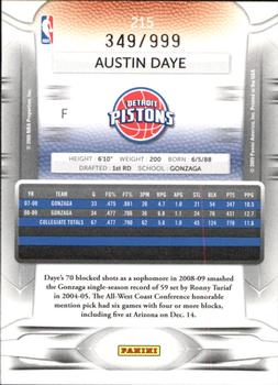 2009-10 Panini Prestige - Draft Picks Light Blue #215 Austin Daye Back