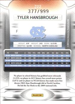 2009-10 Panini Prestige - Draft Picks Light Blue #222 Tyler Hansbrough Back
