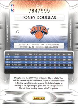 2009-10 Panini Prestige - Draft Picks Light Blue #229 Toney Douglas Back