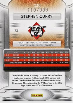 2009-10 Panini Prestige - Draft Picks Light Blue #230 Stephen Curry Back