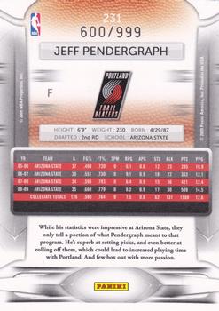 2009-10 Panini Prestige - Draft Picks Light Blue #231 Jeff Pendergraph Back