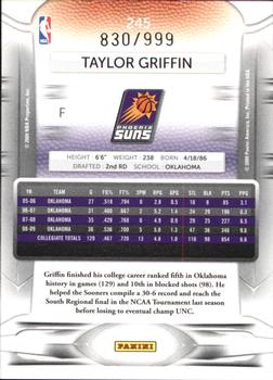 2009-10 Panini Prestige - Draft Picks Light Blue #245 Taylor Griffin Back