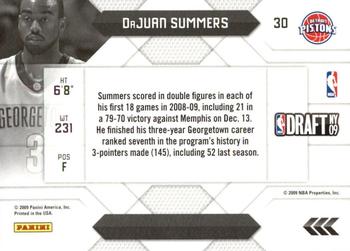 2009-10 Panini Prestige - NBA Draft Class #30 DaJuan Summers Back