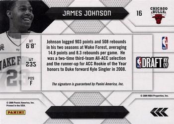 2009-10 Panini Prestige - NBA Draft Class Autographs #16 James Johnson Back