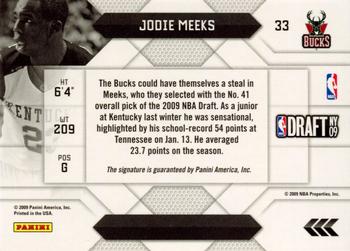2009-10 Panini Prestige - NBA Draft Class Autographs #33 Jodie Meeks Back
