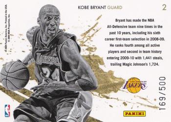 2009-10 Panini Rookies & Stars - Gold Stars Gold #2 Kobe Bryant Back