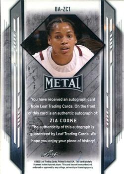 2021-22 Leaf Memories - 2021-22 Leaf Metal Flashback Autographs Silver Rainbow #BA-ZC1 Zia Cooke Back