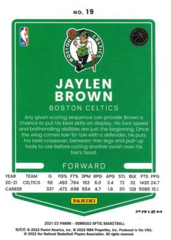 2021-22 Donruss Optic - Green Shock #19 Jaylen Brown Back