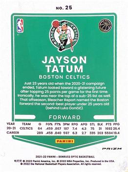 2021-22 Donruss Optic - Holo #25 Jayson Tatum Back