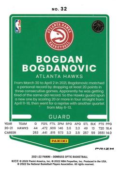 2021-22 Donruss Optic - Holo #32 Bogdan Bogdanovic Back