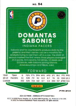 2021-22 Donruss Optic - Holo #94 Domantas Sabonis Back