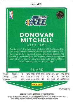 2021-22 Donruss Optic - Purple #45 Donovan Mitchell Back
