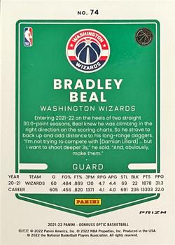 2021-22 Donruss Optic - Purple #74 Bradley Beal Back