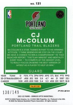 2021-22 Donruss Optic - Lime Green #131 CJ McCollum Back