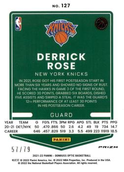 2021-22 Donruss Optic - Pink Velocity #127 Derrick Rose Back