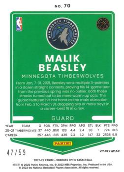 2021-22 Donruss Optic - Blue #70 Malik Beasley Back