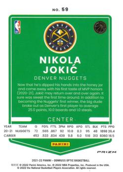 2021-22 Donruss Optic - Fast Break Holo #59 Nikola Jokic Back