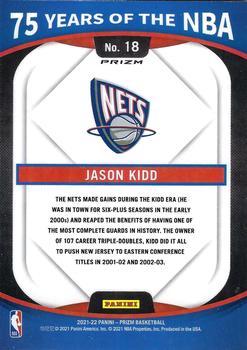 2021-22 Donruss Optic - 75 Years of the NBA (Panini Prizm) #18 Jason Kidd Back