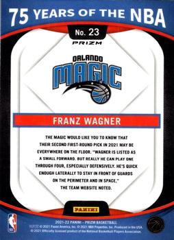 2021-22 Donruss Optic - 75 Years of the NBA (Panini Prizm) #23 Franz Wagner Back