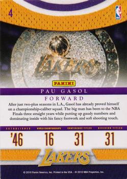 2009-10 Panini Season Update - Lakers Legacy #4 Pau Gasol Back