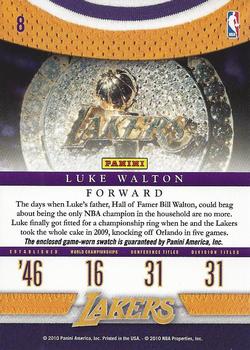 2009-10 Panini Season Update - Lakers Legacy Jerseys #8 Luke Walton Back