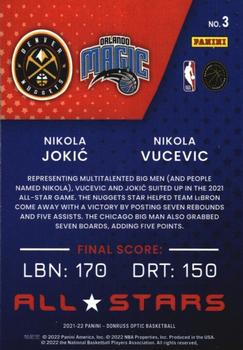2021-22 Donruss Optic - All-Stars #3 Nikola Jokic / Nikola Vucevic Back