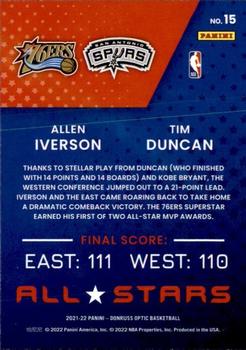 2021-22 Donruss Optic - All-Stars #15 Allen Iverson / Tim Duncan Back