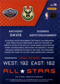 2021-22 Donruss Optic - All-Stars #16 Anthony Davis / Giannis Antetokounmpo Back