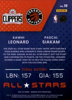 2021-22 Donruss Optic - All-Stars #19 Kawhi Leonard / Pascal Siakam Back