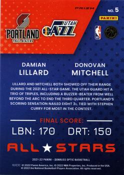 2021-22 Donruss Optic - All-Stars Red Pulsar #5 Damian Lillard / Donovan Mitchell Back