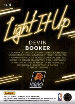 2021-22 Donruss Optic - Light It Up #5 Devin Booker Back