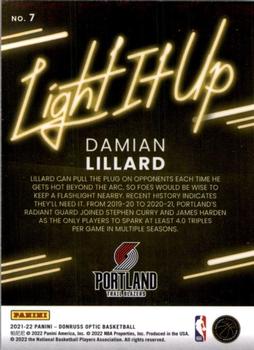 2021-22 Donruss Optic - Light It Up #7 Damian Lillard Back